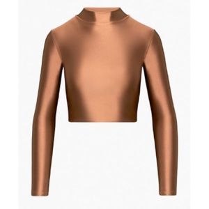 NWT Babaton Aritzia Satinette Mock Neck Crop Top - Epicurean Brown